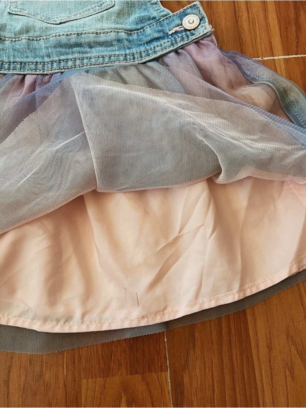 Jordache Toddler Dress Size 2T Blue Light Denim Overall A-Line Tutu Skirt Fairy - Picture 3 of 8